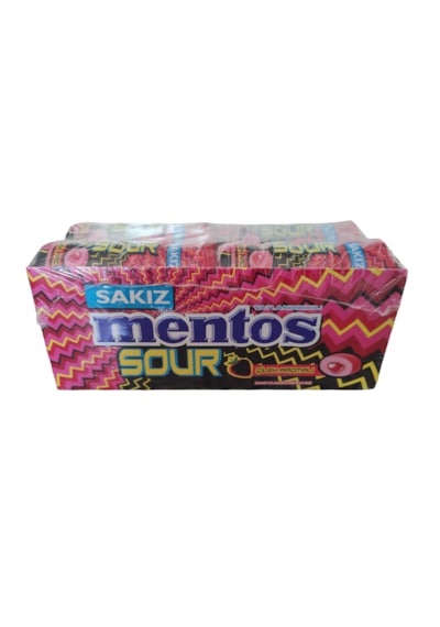Mentos Sour Çilek Aromalı Şekersiz Ekşi Sakız 12 x 30 G