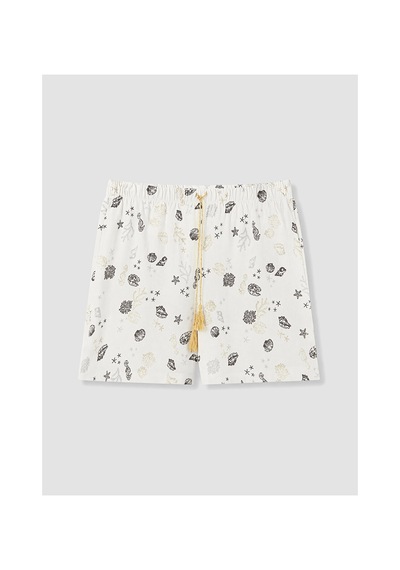 Lcw Dream Ekru Baskılı %100 Pamuklu Kadın Şort Pijama Altı
