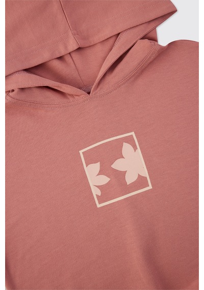 Panço Kız Çocuk Baskılı Kapüşonlu Pembe Sweatshirt