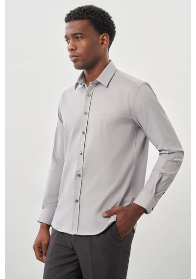 İmza Gri Uzun Kollu Sert Yaka Cepsiz Pamuklu Likralı Klasik Slim Fit Dar Kesim Gömlek 1004245234 Gri İmza Gri Uzun Kollu Sert Yaka Cepsiz Pamuklu Likralı Klasik Slim Fit Dar Kesim Gömlek 1004245234 Gri