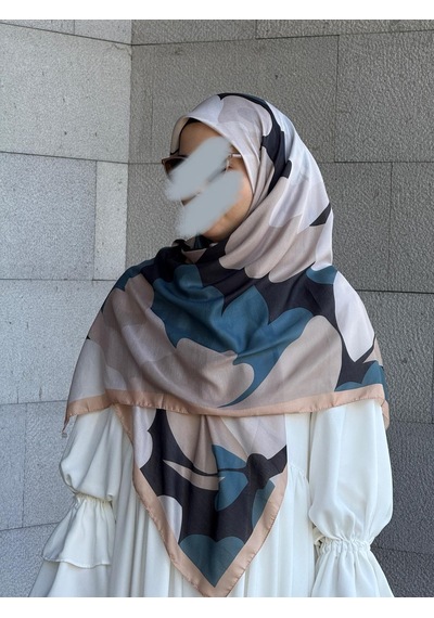 Qalortex Scarf Pamuklu Vera Desen Eşarp-petrol