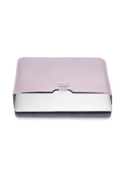 Apple Uyumlu MacBook Air M2 15 Inç 2023 M2 Çip A2941 Deri Mıknatıslı Çanta Stantlı Şık Tasarım Açık Pembe