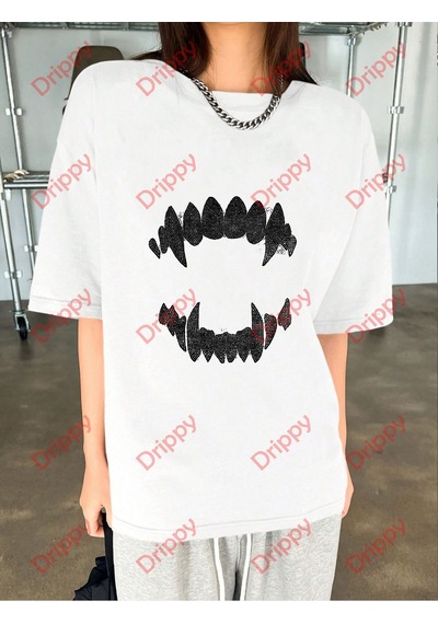 Flood Of Style Unisex Teeth Tshirt Beyaz
