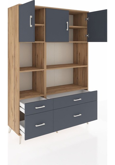 Hyperion Dolap 8 Raflı 4 Çekmeceli 3 Kapaklı 132x44x195 Çam-antrasit/antrasit Antrasıt/antrasıt Hyperion Dolap 8 Raflı 4 Çekmeceli 3 Kapaklı 132x44x195 Çam-antrasit/antrasit Antrasıt/antrasıt