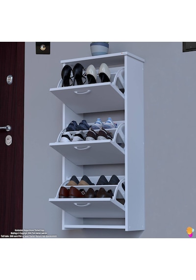 Modilayn West Asma Antre 52x116x 26 Cm Lik 3 Düşer Kapak 6 Göz Bölmeli Ayakkabılık Beyaz Modilayn West Asma Antre 52x116x 26 Cm Lik 3 Düşer Kapak 6 Göz Bölmeli Ayakkabılık Beyaz