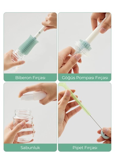 Momcozy Biberon Fırça Seti 7 Si 1 Arada Bebek Biberonu Fırça Seti Ve Kurutma Standı