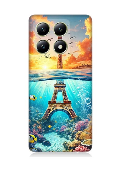 Xiaomi 14t Pro Uyumlu Denizaltında Eyfel Hayali Desenli Silikon Kılıf Çok Renkli
