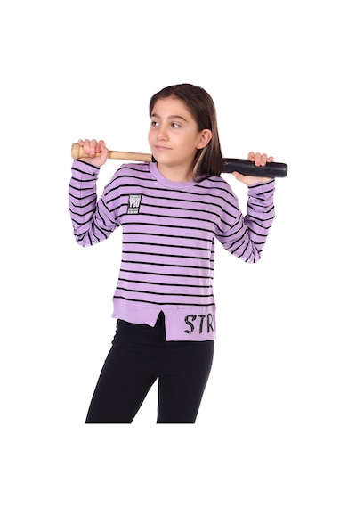 Toontoy Kız Çocuk Çizgili Striped Baskılı Sweatshirt Lila Toontoy Kız Çocuk Çizgili Striped Baskılı Sweatshirt Lila