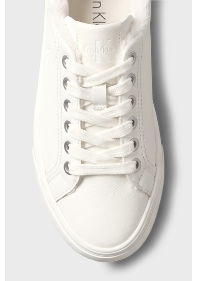Calvin Klein Logolu İçi Kürklü Deri Sneaker Ayakkabı Hw0hw03235ybj Kadın Ayakkabı Hw0hw03235 Ybj Krem