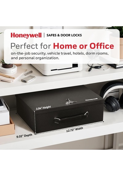 Honeywell Kasa &amp Kapı Kilitleri 6104 Yangına Dayanıklı Çelik Güvenlik Kasası, Tuş Kilidi, 0,17 Ayaklar, Siya