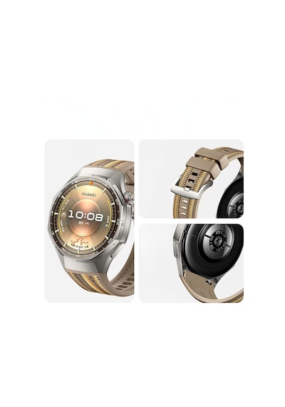 Huawei Watch Gt 6/5 Pro 46mm Kordon Lansman Kumaş Dikişli Silikon  Klips 1e-1 Uyum 102