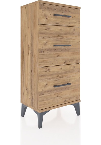 Arges Komodin 3 Çekmeceli 44x30x96 Çam-çam Çam