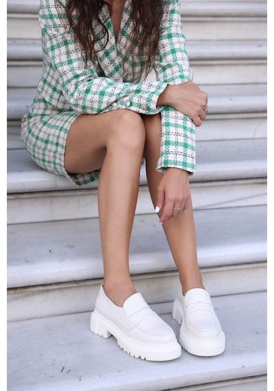 Martina Nude Hakiki Deri Kadın Loafer Ten