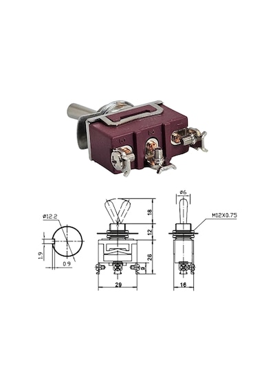 Ic-152s Swıon Toggle Switch On-off 15a 3p Ø12mm Xt12-b