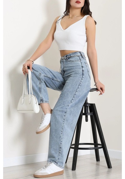 Modi Baggy Kot Pantolon Açıkmavi - 31536.2088. Altın - Siyah
