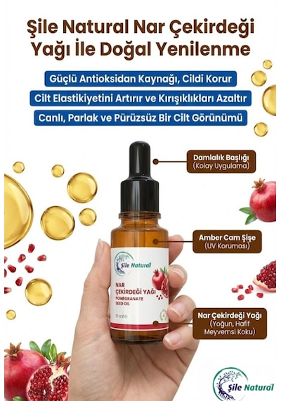 Doğal Nar Çekirdeği Yağı 30 Ml Saf, Soğuk Sıkım Canlandırıcı Cilt Bakımı
