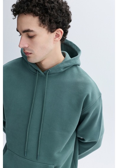 Mudo Erkek Erkek Yeşil Kapüşonlu Kanguru Cepli Oversize Sweatshirt 1264811