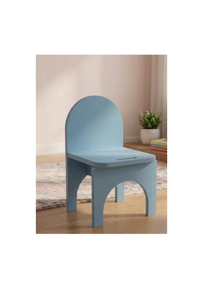 Montessori Mdf Çocuk Sandalyesi, Modern Tasarım, Güvenli Ve Dayanıklı Ahşap Çocuk Sandalyesi Mavi