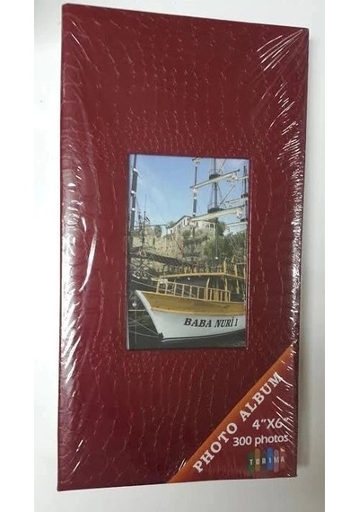Torima Fotoğraf Albümü 300'lük 4x6 10x15 Albüm Kırmızı Resim Arşivi Kare Motifli Anı Saklama