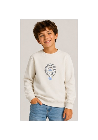 İrem Çocuk Giyim Erkek Çocuk Önü Arkası Stay True Yazı Desenli Ekru Sweatshirt Ekru