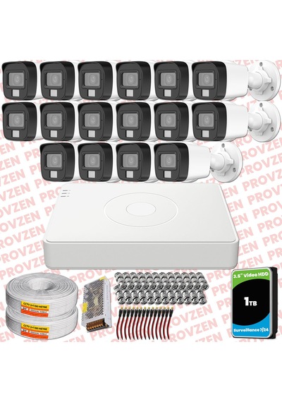 Provzen Hikvision 16 Kamera Hibrit Colorvu Full Hd Güvenlik Kamera Olay Anında Bildirim