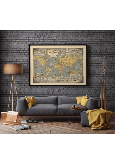 Pegziz Dünyası Haritası Sanatsal Duvar Dekorasyon Poster 60x90cm. Tam Renkli, Coated, Tematik, Harita Diğer