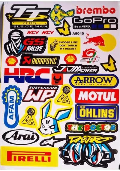 Araba, Motosiklet, Bisiklet, Kask Sponsor Sticker Seti, Çıkartma Etiketi A8040 Model Siyah