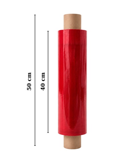 El Tipi Kırmızı Streç Film Mobilya Eşya Koli Palet Paket Taşıma Sarma Koruma 40 Cm X 100 M 23 Mikron