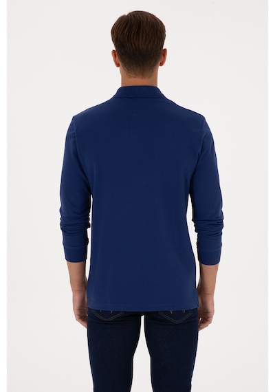 U.S. Polo Assn. Erkek Regular Fit Polo Yaka İndigo Basic Sweatshirt 50313772-VR028