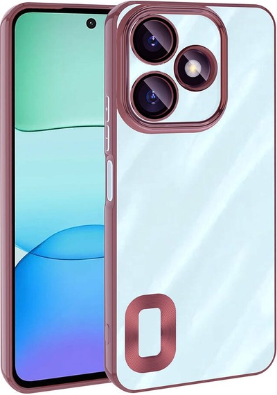 Xiaomi Redmi 13 4g Kılıf Kamera Korumalı Logo Gösteren Zore Omega Kapak Rose Gold