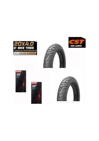 Cst Rıde Ambro 20x4.0 Telli Dış Lastik Seti 1.5mm Zırhlı Siyah Yanak 2 Dış + 2 İç Lastik