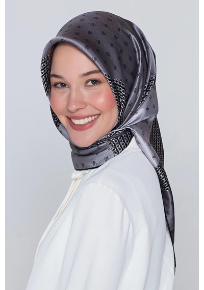 ARMİNE Armine İpek Eşarp Nostalji Sura 8113ds-08 Siyah-Gri