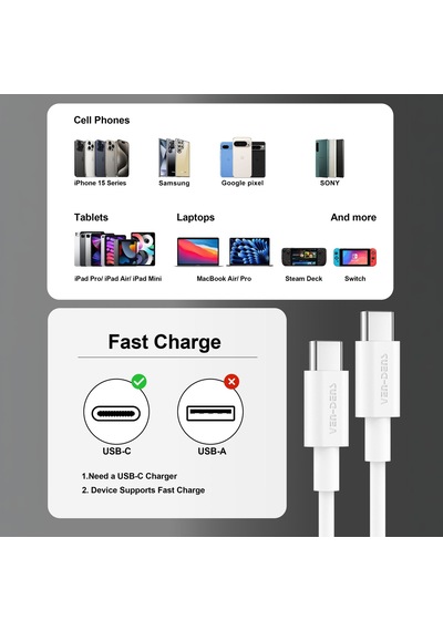 Ven-dens Vd-dcr05 60w Usb-c Premium Şarj Ve Data Kablosu