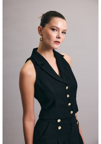 Sateen Eva Yelek - Siyah-136981 Siyah