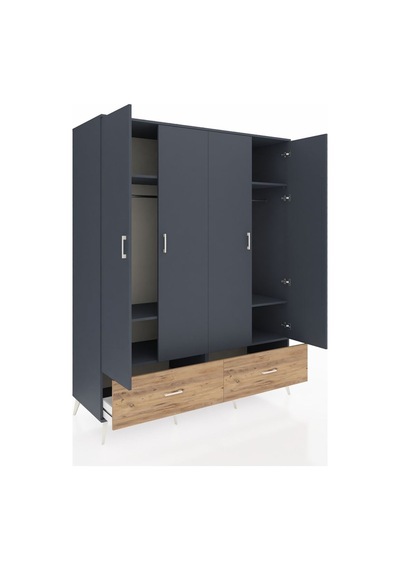 Kronos Gardrop 6 Raflı 2 Çekmeceli 2 Askılı 176x59x221 Antrasit-antrasit/çam Antrasit/çam Kronos Gardrop 6 Raflı 2 Çekmeceli 2 Askılı 176x59x221 Antrasit-antrasit/çam Antrasit/çam