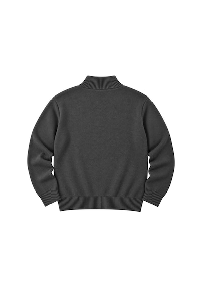 Battalmoda Erkek Büyük Beden Antrasit Hattush Fermuarlı Dik Yaka Triko Kazak 3xl-4xl-5xl-6xl
