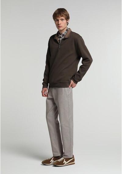 Colin's Colins Regular Fit Dik Yaka Düz Erkek Kahverengi Sweatshirt Cl1082805 Q1.v2 Brw