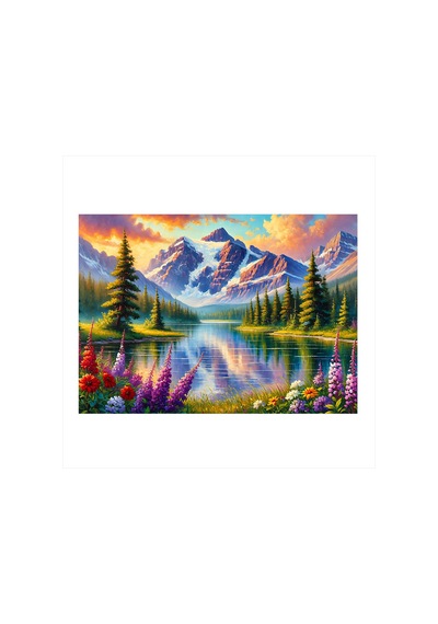Dağ Manzaralı Göl Hediyelik Ahşap Tablo