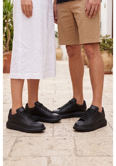 Liaquenn - Rahat Ve Hafif Yüksek Tabanlı Yürüyüş Günlük Spor Giy Çık Unisex Sneaker Ayakkabı - K... Siyah