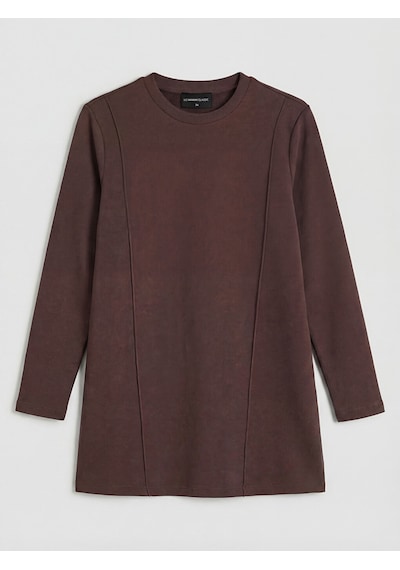 Lcwaıkıkı Classic Kahverengi Bisiklet Yaka Kadın Sweatshirt Tunik