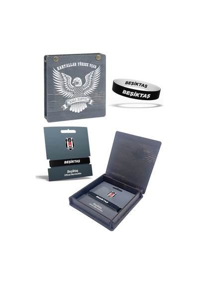 Beşiktaş  Çift Taraflı Silikon Çocuk Bileklik &ahşap Kutu 001