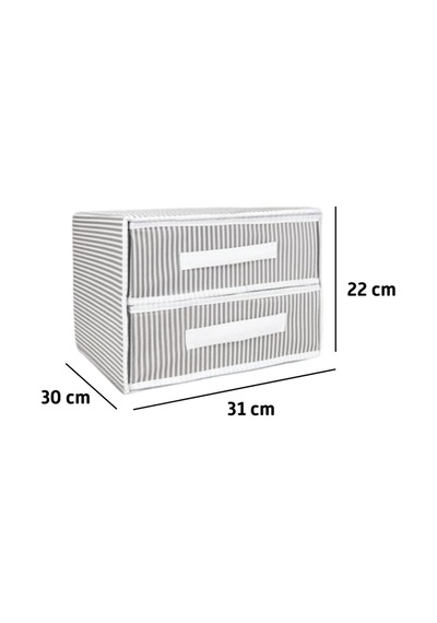 Katlanabilir İki Çekmeceli Dolap Çamaşır Organizeri Takı Kutusu Gardrob Kumaş Düzenleyici 31x30x22cm Çok Renkli