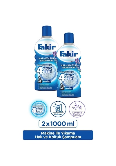 Fakir Halı Şampuanı Matik Makinede Yıkama Lavanta 1000 Ml 2'li 2'li Set