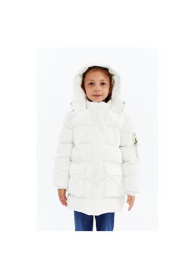 Benitto Kids Kız Çocuk Kalın Kışlık Kapüşonlu Kaban 51349 Beyaz