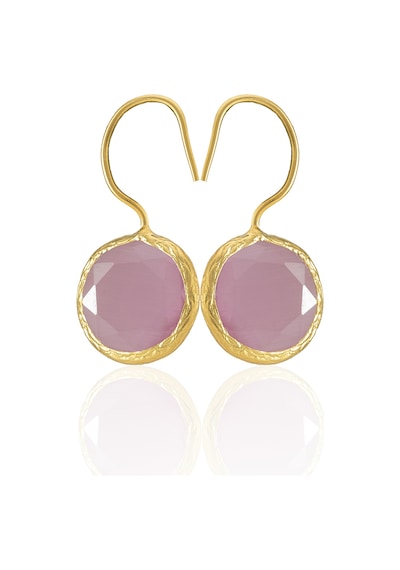 Kadir Jewellery 22 Ayar Altın Kaplama Kadın Taşlı Küpe -el İşçiliği Ve Hipoalerjenik Küpe -e01 Pembe