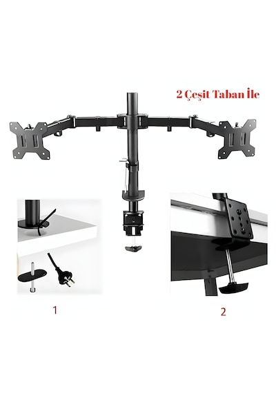 Hpytech Çift Kol Ayarlanabilir Monitör Tutucu Stand 14''-32''
