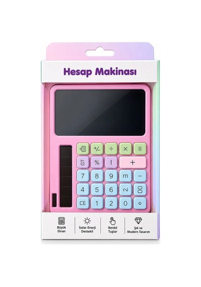2ın1 Pilli Hesap Makinesi - Dijital Çizim Yazı Tablet Tahta Krd-8120 Bx40 124-Pembe