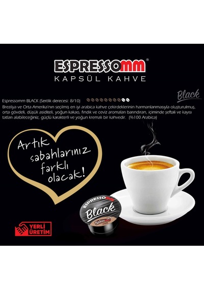 Espressomm® Tchibo Cafissimo Makineleri İle Uyumlu Black Kapsül Kahve 10 x 10'lu