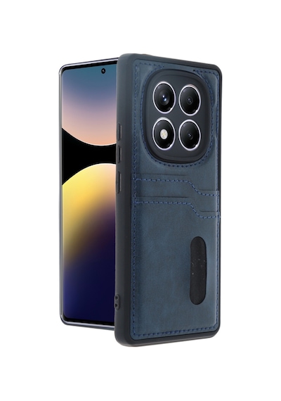 Xiaomi Redmi Note 14 Pro 5g Uyumlu Deri Kartvizitli Kartlıklı Premium Telefon Kılıfı Kapak Lacivert
