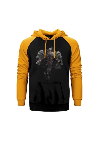Anka Kuşu Phoenix Sarı Renk Reglan Kol Kapşonlu Sweatshirt Sarı